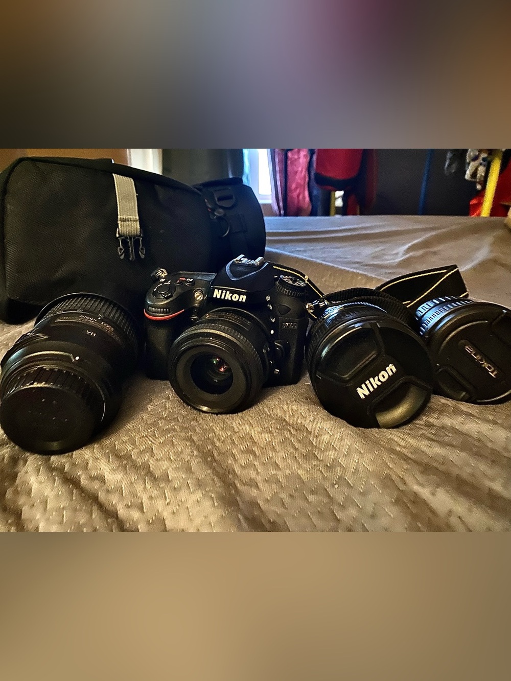 Nikon Black DSLR Camera Body with Three Black Interchangeable Lenses - Picture 2 of 2